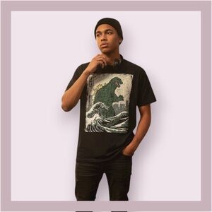 Godzilla Graphic Black T-Shirt with Monster Print